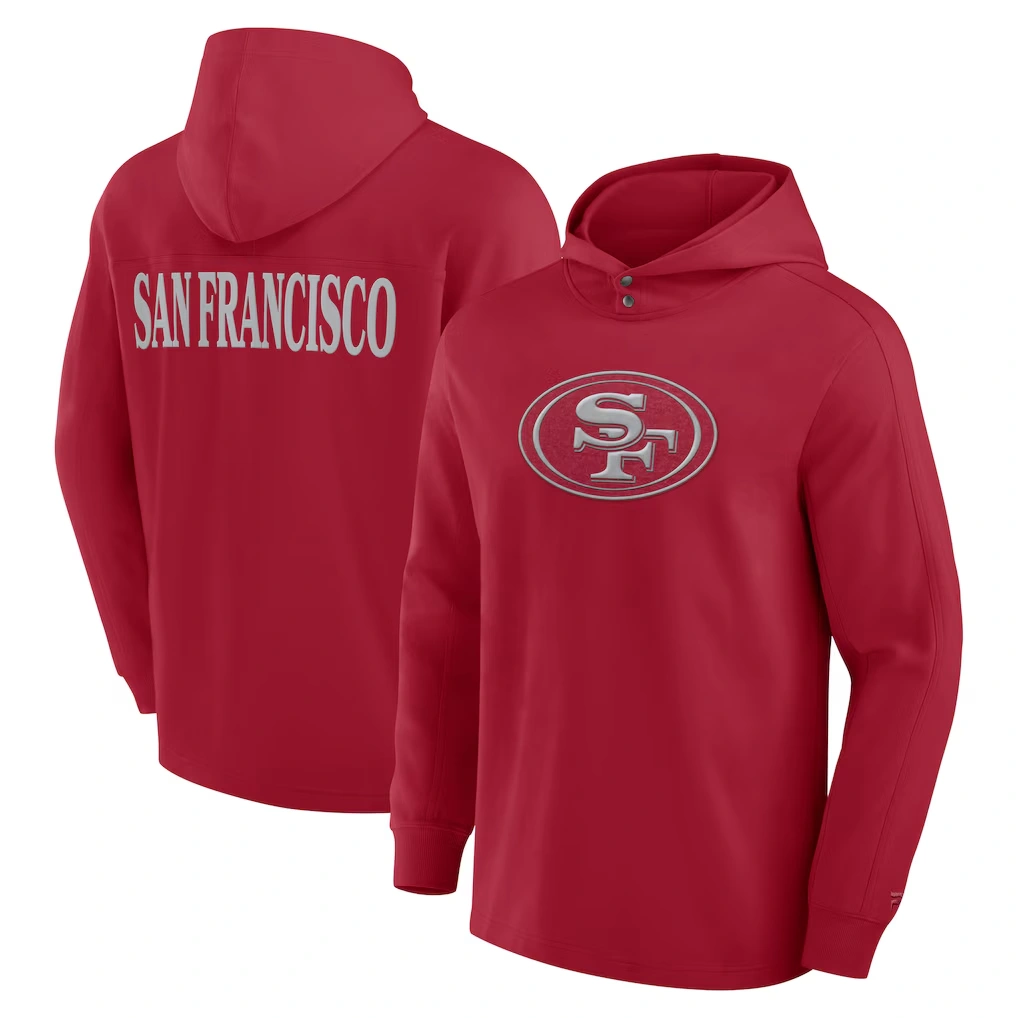 Men's San Francisco 49ers Fanatics Scarlet Elements Blaze Tri-Blend Long Sleeve Hoodie T-Shirt