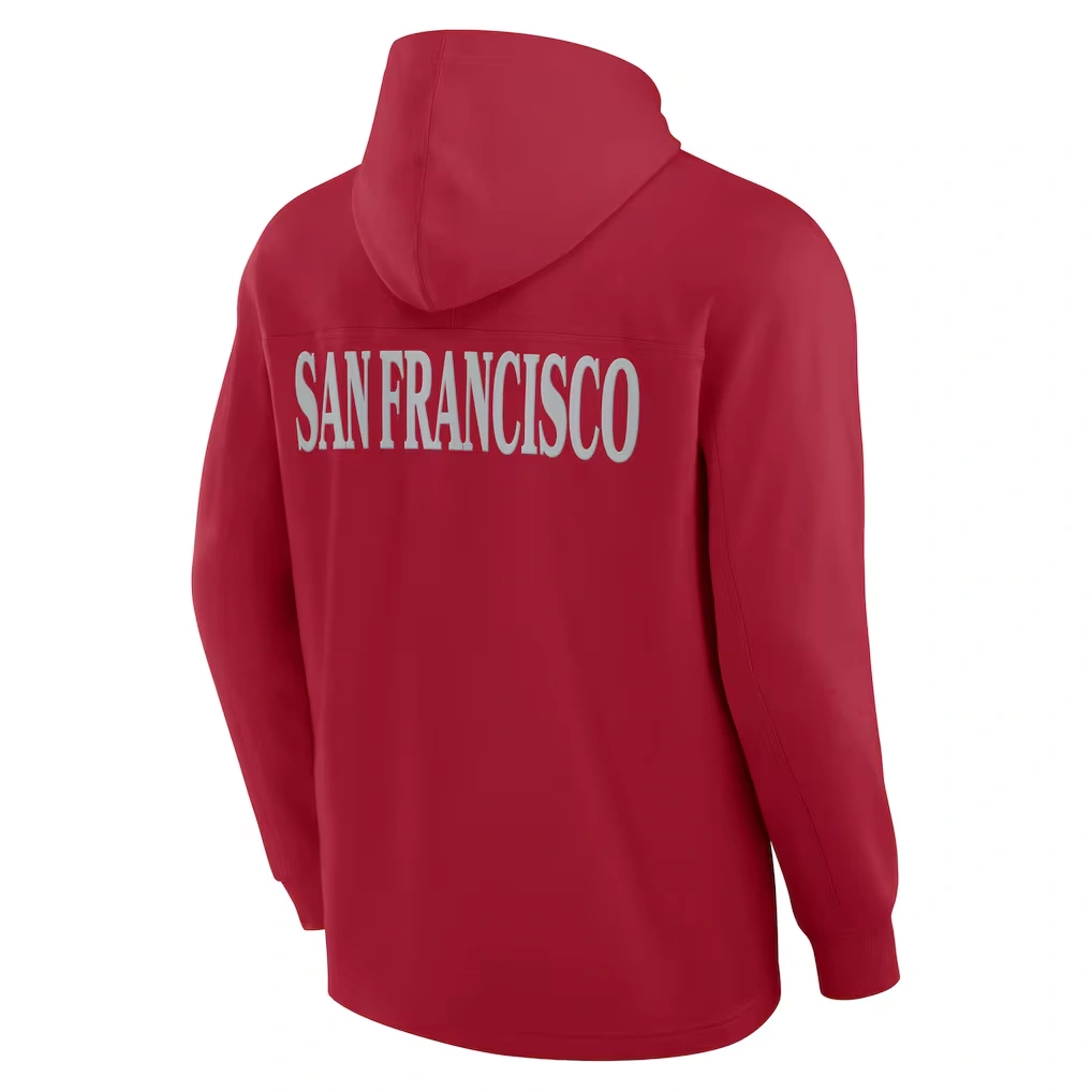 Men's San Francisco 49ers Fanatics Scarlet Elements Blaze Tri-Blend Long Sleeve Hoodie T-Shirt