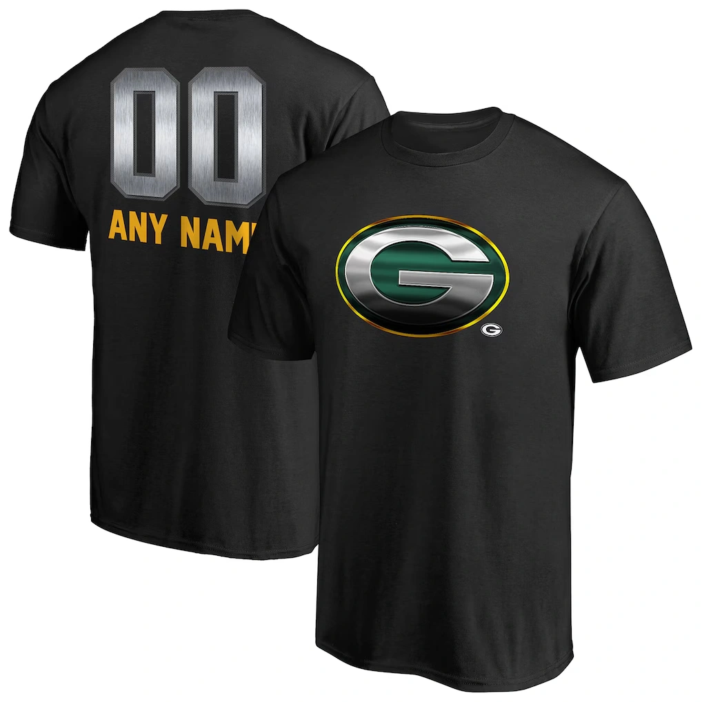 Men's Green Bay Packers Black Personalized Midnight Mascot T-Shirt