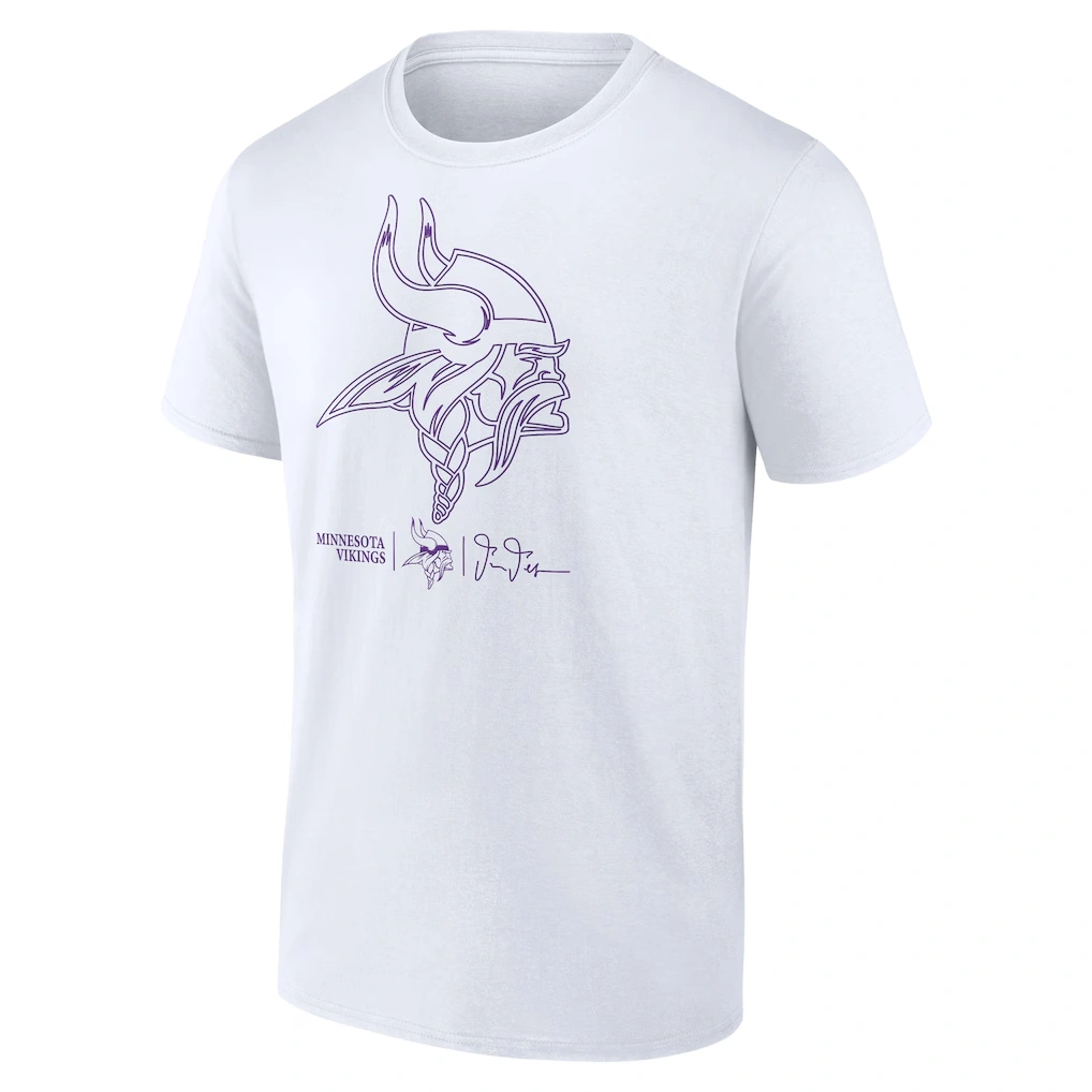 Men's Minnesota Vikings Justin Jefferson White Tonal Name & Number T-Shirt