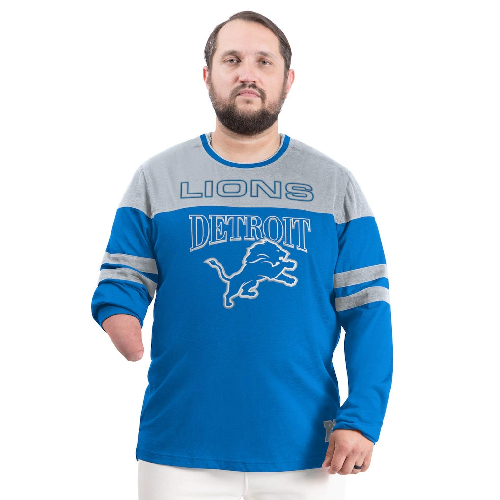 Men's Detroit Lions G-III Sports by Carl Banks Blue/Silver Adaptive Outlast Long Sleeve T-Shirt