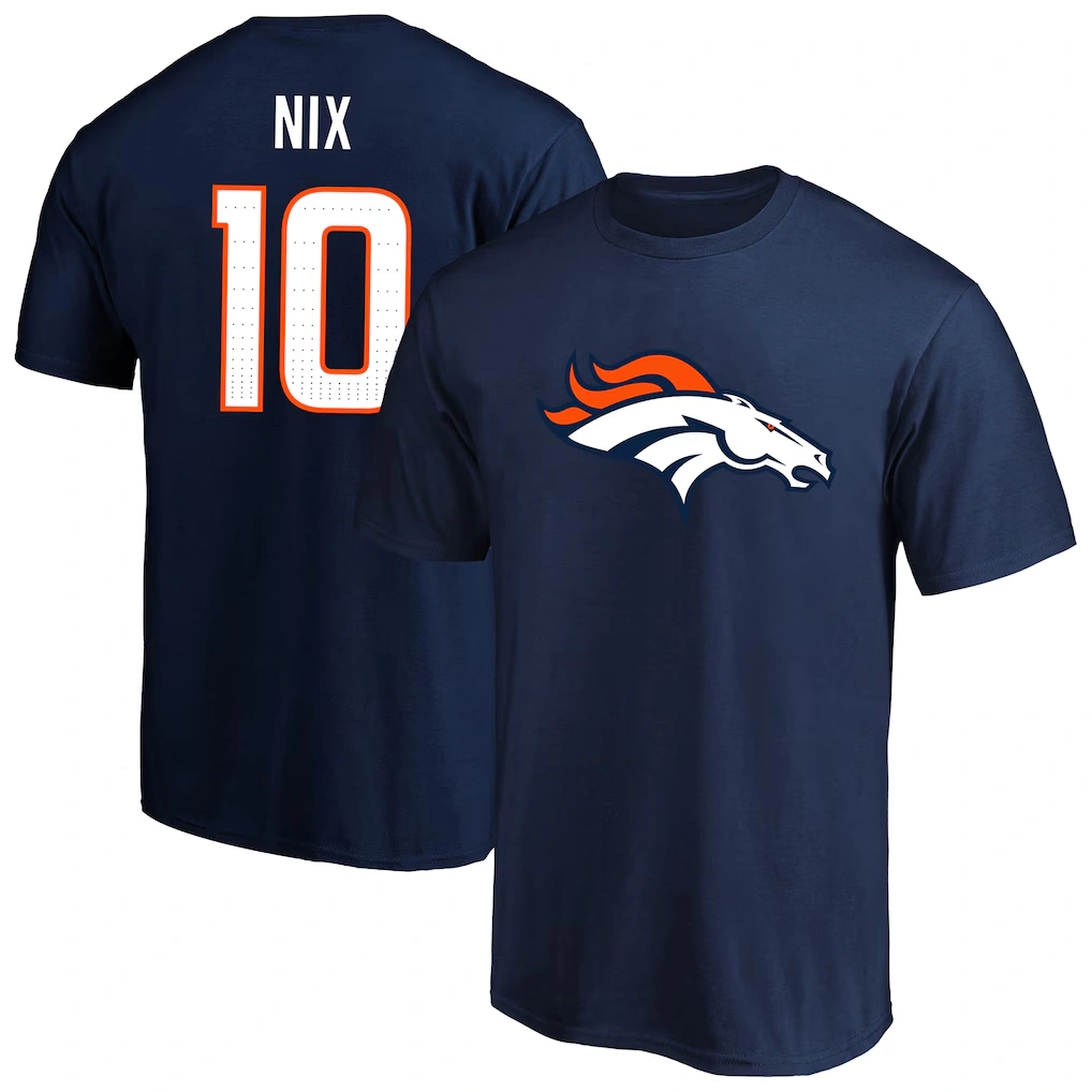 Men's Denver Broncos Bo Nix Fanatics Navy Big & Tall Player Name & Number T-Shirt