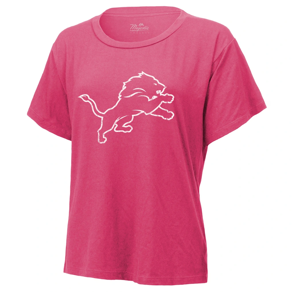 Women's Detroit Lions Amon-Ra St. Brown Majestic Threads Pink Name & Number T-Shirt
