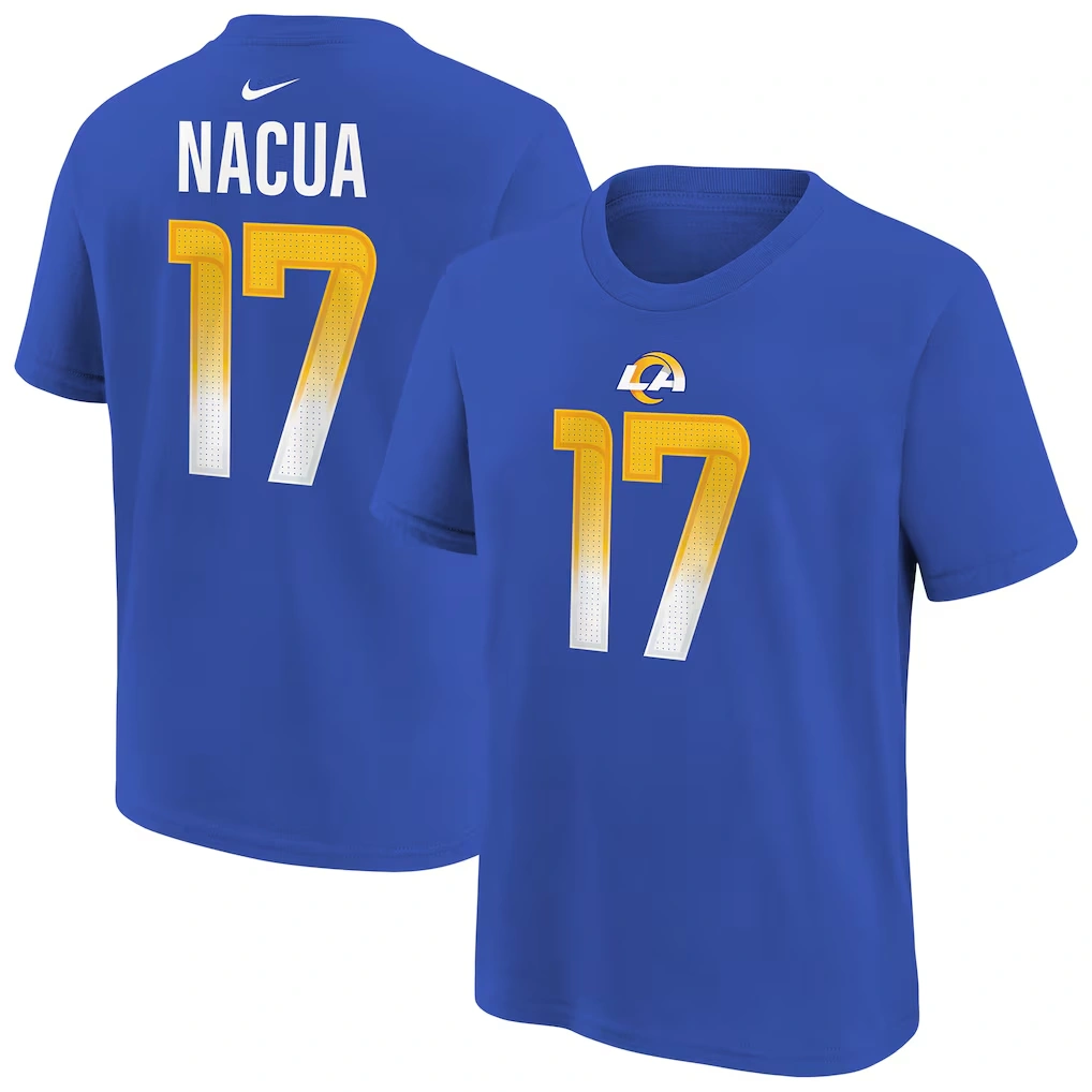 Youth Los Angeles Rams Puka Nacua Royal Nike Player Name & Number T-Shirt