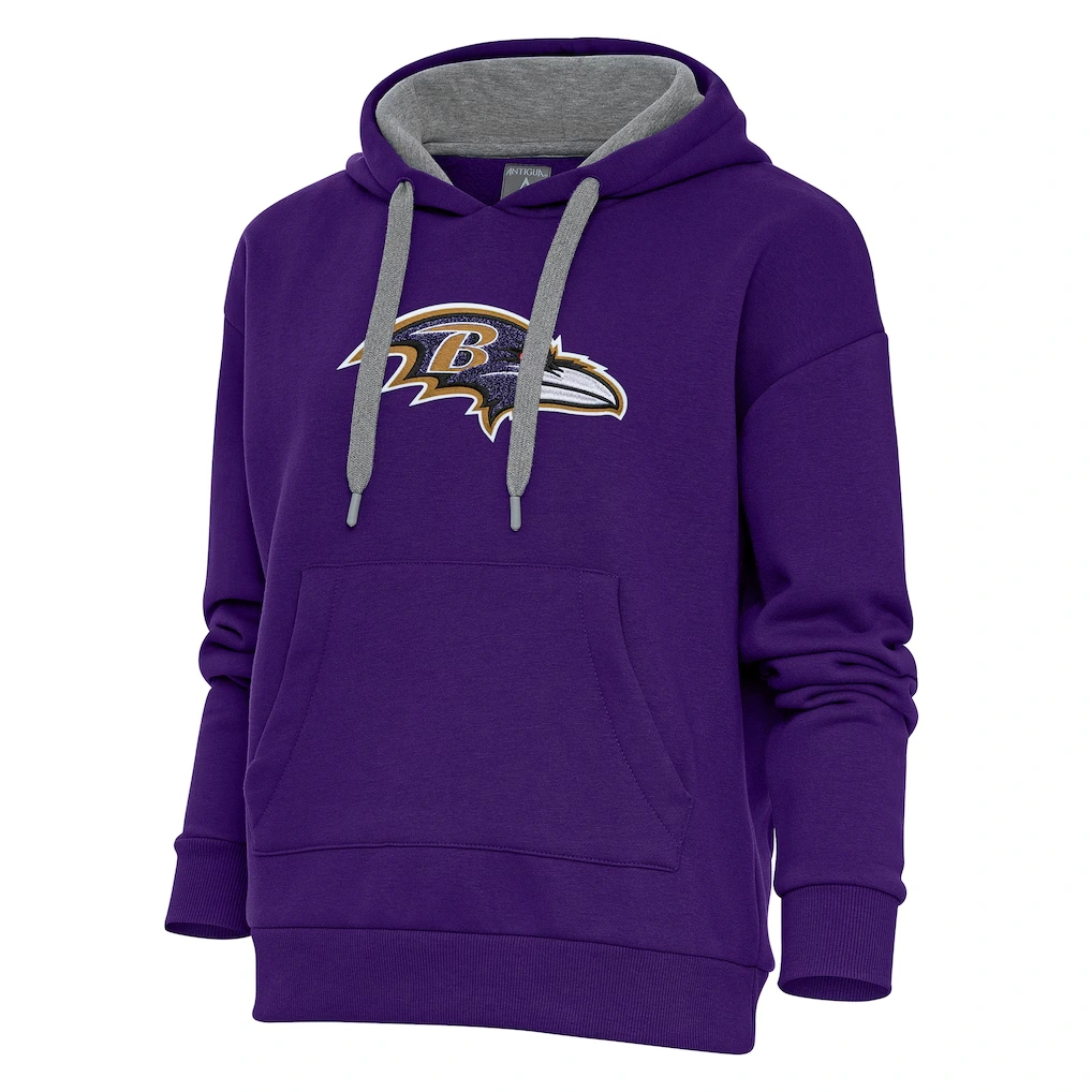 Women's Baltimore Ravens Antigua Purple Victory Chenille Pullover Hoodie