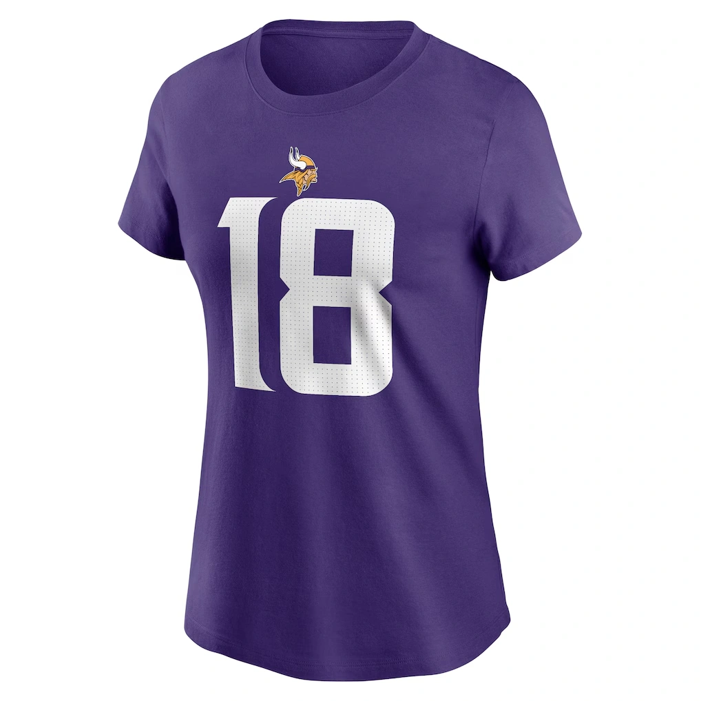Women's Minnesota Vikings Justin Jefferson Nike Purple Player Name & Number T-Shirt
