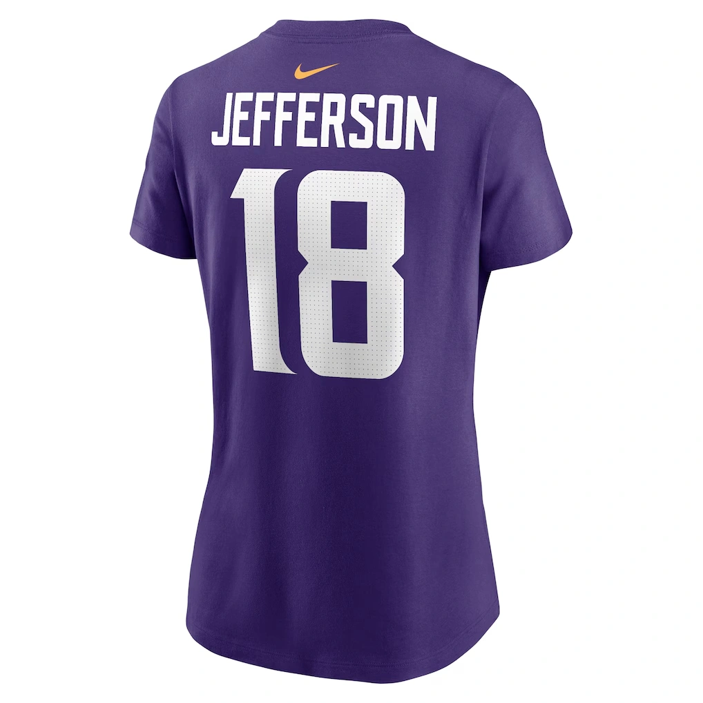 Women's Minnesota Vikings Justin Jefferson Nike Purple Player Name & Number T-Shirt