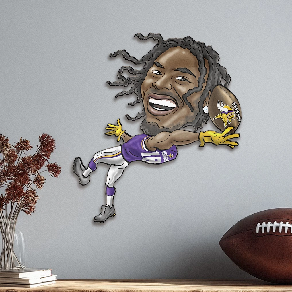 Minnesota Vikings Justin Jefferson Metal Caricature Wall Art