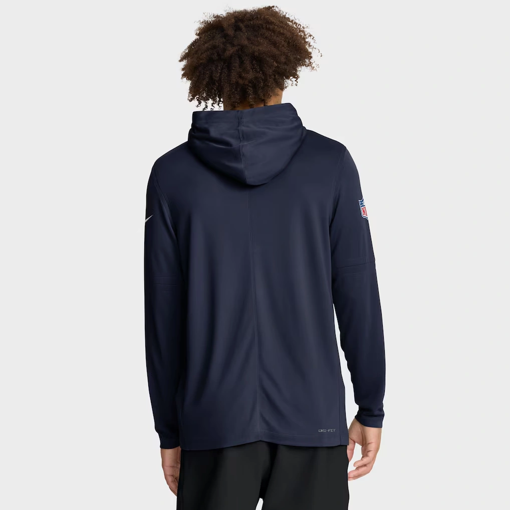 Men's Denver Broncos Nike Navy Sideline Pure Fury Performance Long Sleeve Hoodie T-Shirt