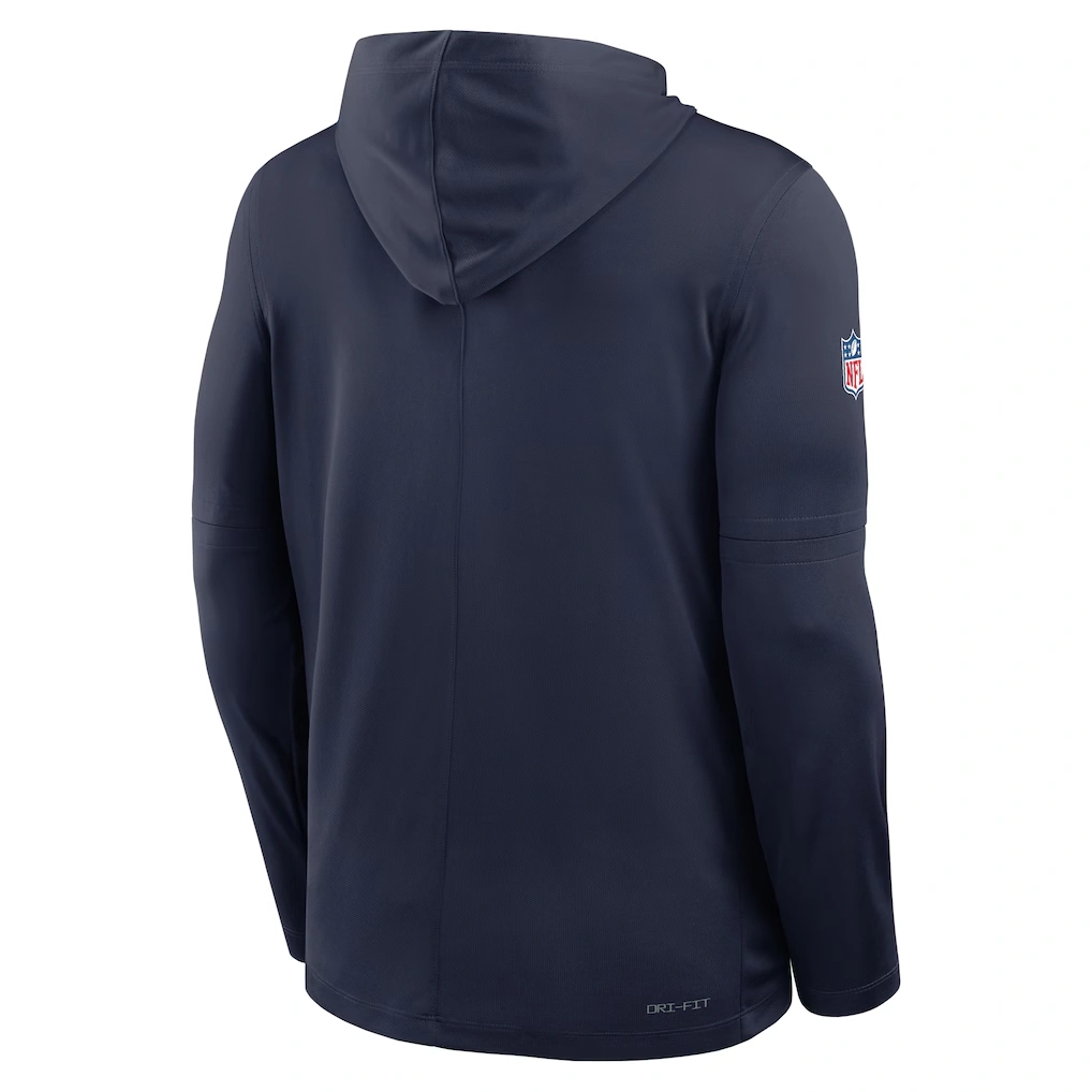 Men's Denver Broncos Nike Navy Sideline Pure Fury Performance Long Sleeve Hoodie T-Shirt