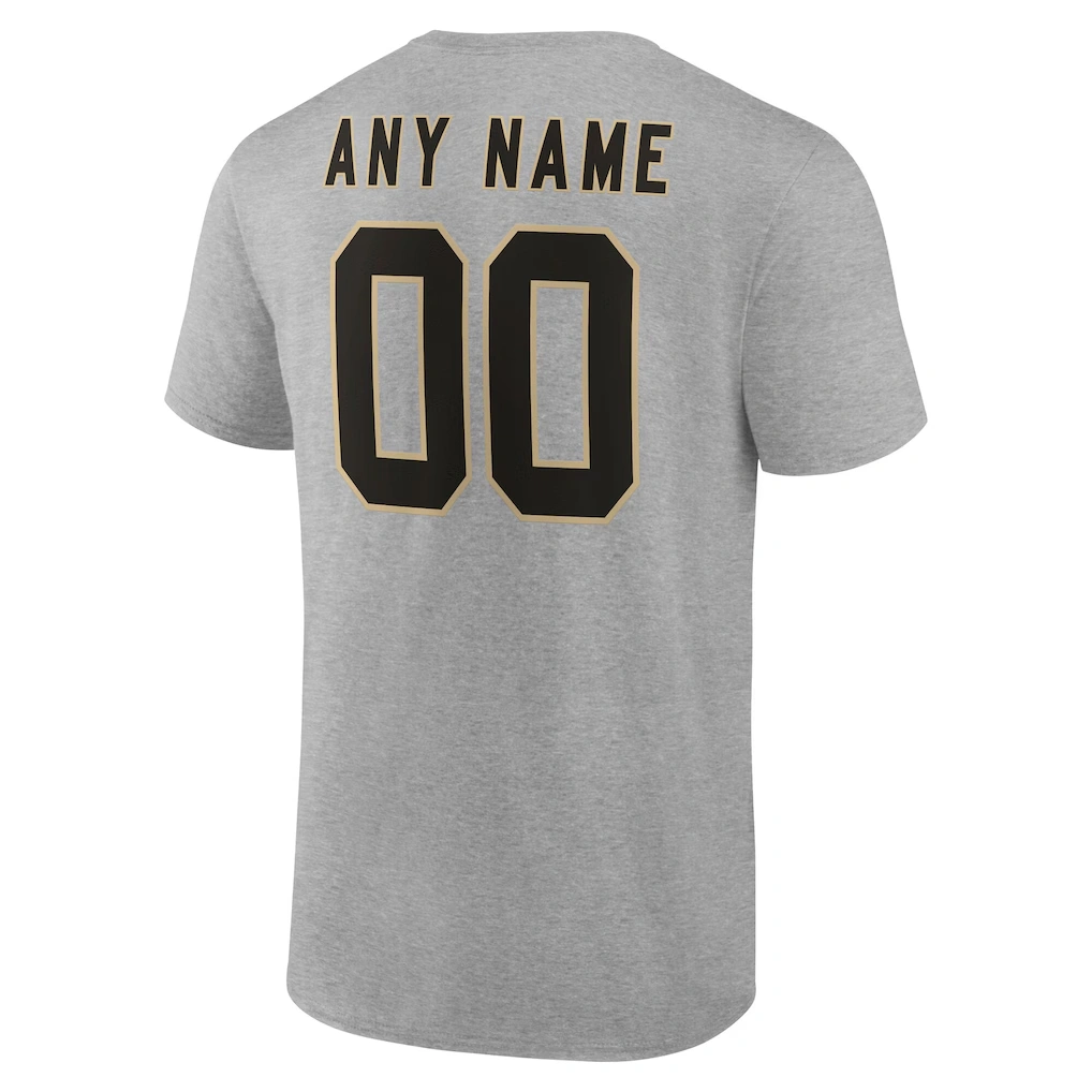 Men's New Orleans Saints Gray Team Authentic Custom Name & Number T-Shirt