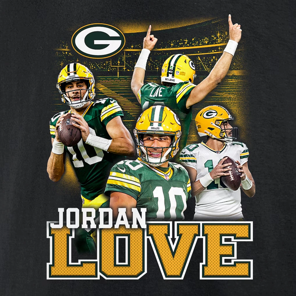 Men's Green Bay Packers Jordan Love Fanatics Black Notorious Player Graphic T-Shirt
