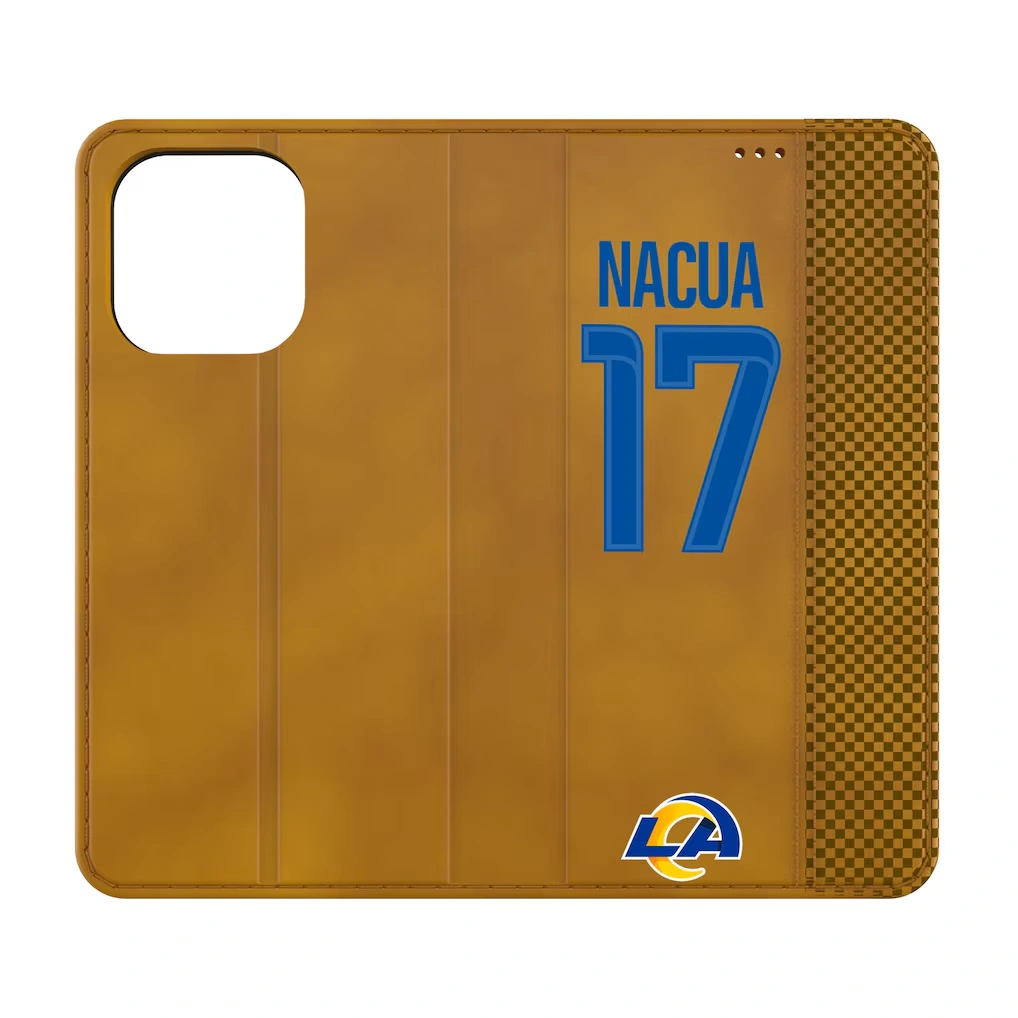 Los Angeles Rams Puka Nacua Keyscaper Brown Folio iPhone Case