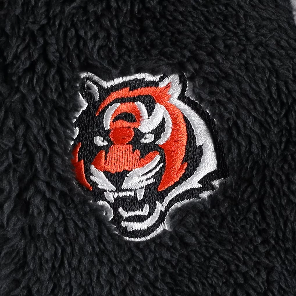 Newborn & Infant Cincinnati Bengals Black/Gray Game Nap Teddy Fleece Bunting Full-Zip Sleeper