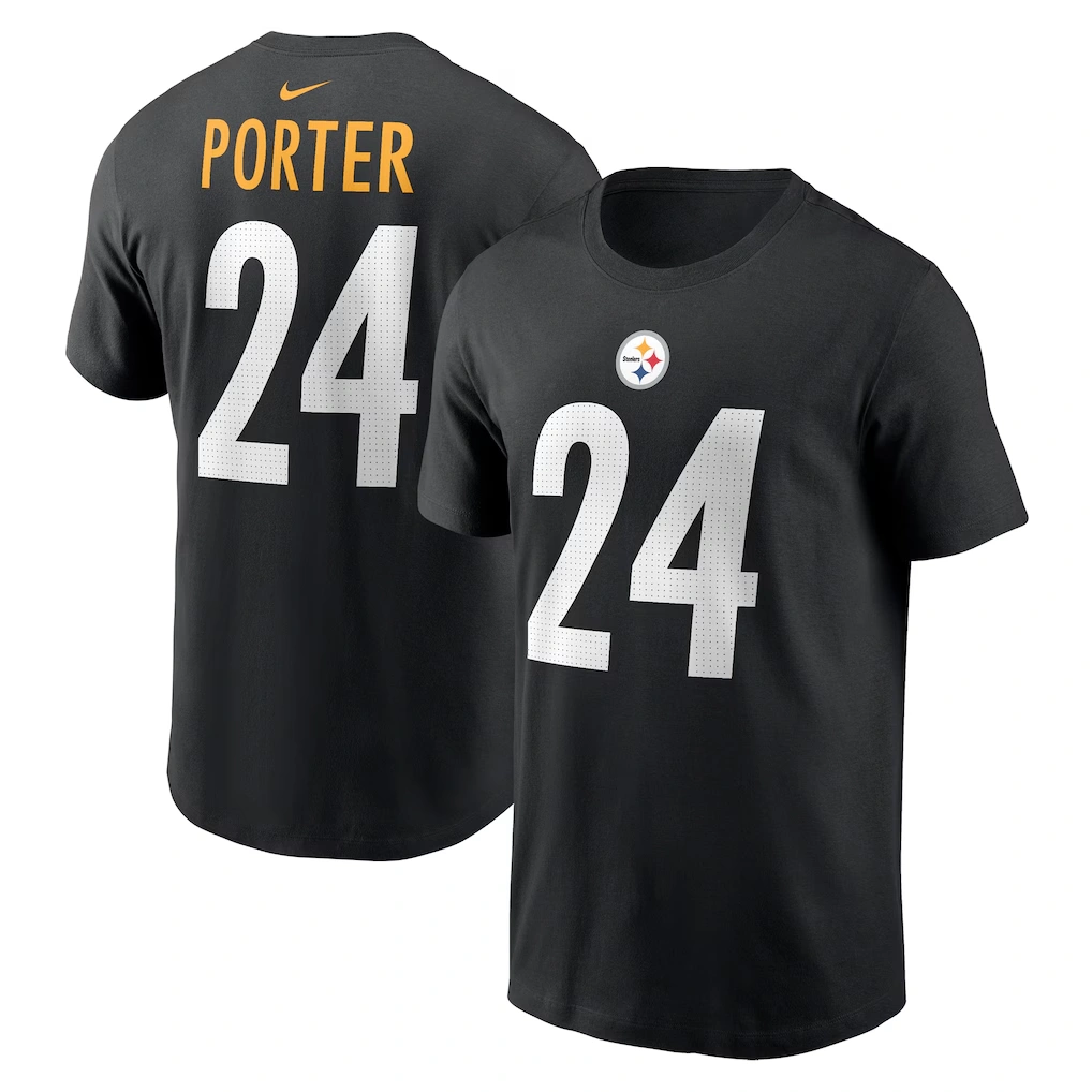 Men's Pittsburgh Steelers Joey Porter Jr. Nike Black Player Name & Number T-Shirt