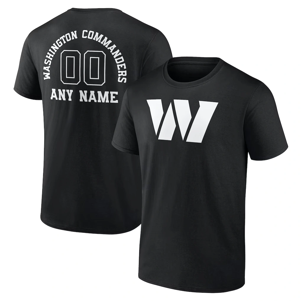 Men's Washington Commanders Black Personalized Name & Number Monochrome T-Shirt