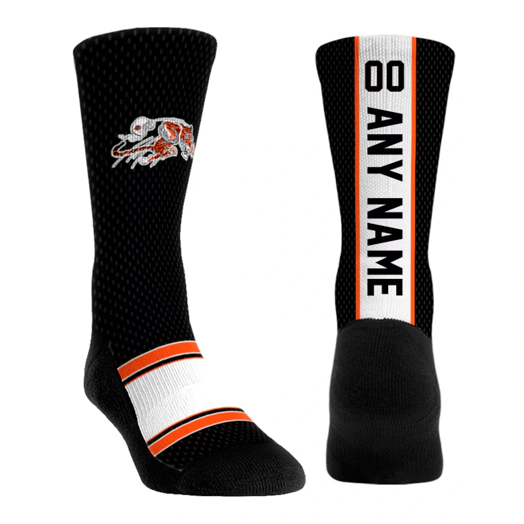 Youth Cincinnati Bengals Rock Em Socks Black Throwback Jersey Custom Crew Socks