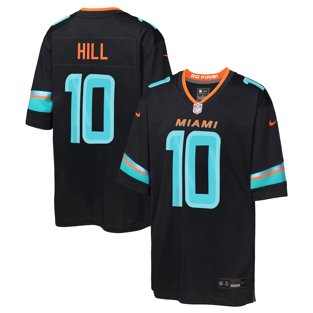 Youth Miami Dolphins Tyreek Hill Nike Pitch Blue 2025 Rivalries Collection Game Jersey