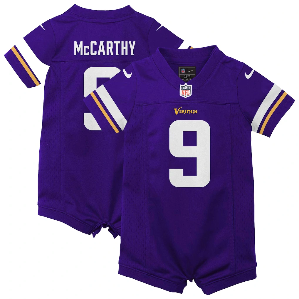 Newborn & Infant Minnesota Vikings J.J. McCarthy Nike Purple Romper Game Jersey