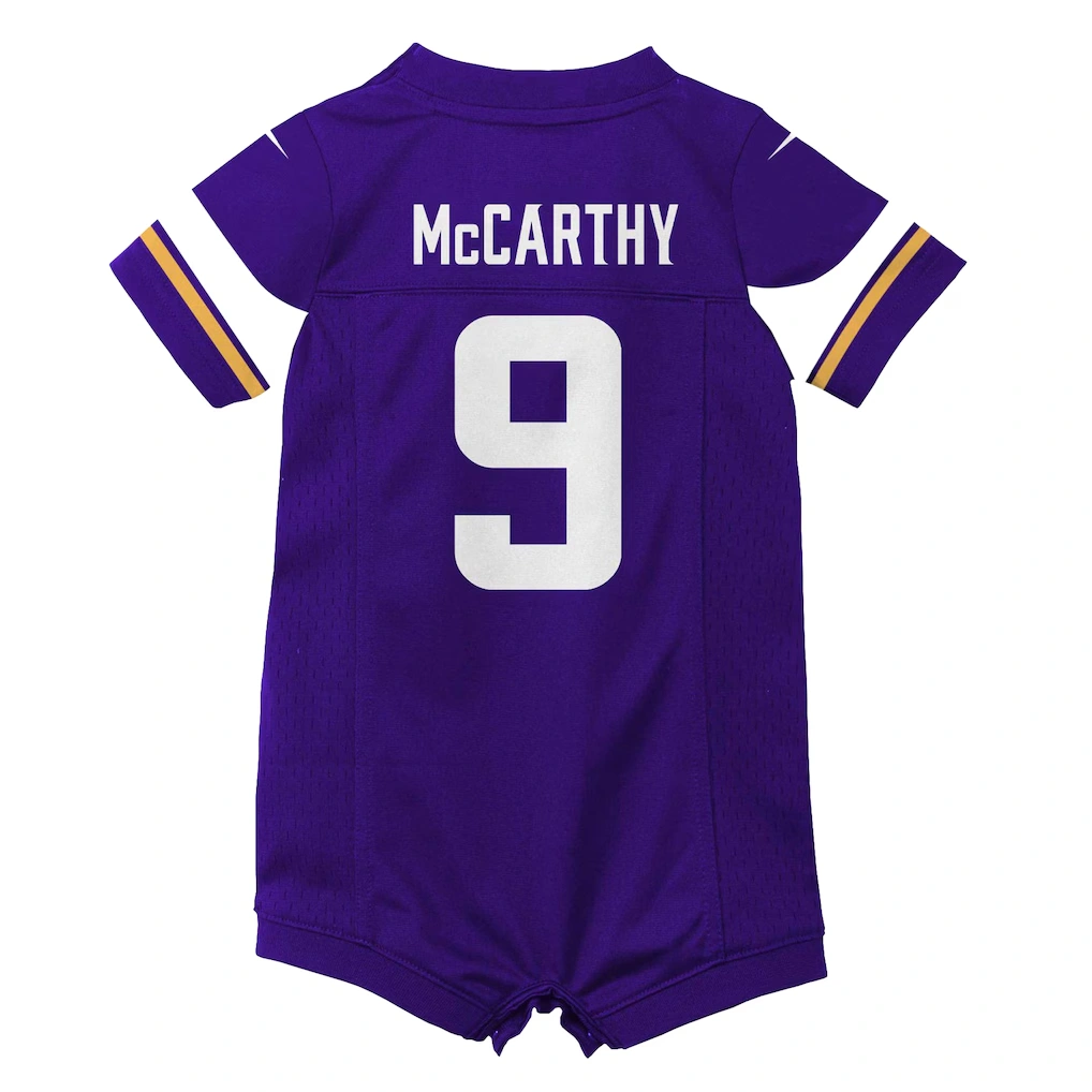 Newborn & Infant Minnesota Vikings J.J. McCarthy Nike Purple Romper Game Jersey