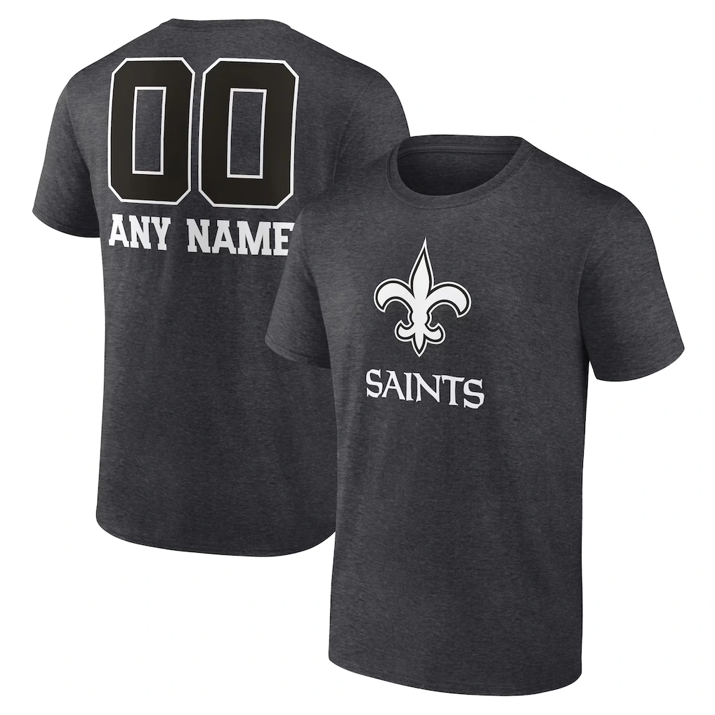 Men's New Orleans Saints Charcoal Personalized Name & Number Monochrome T-Shirt