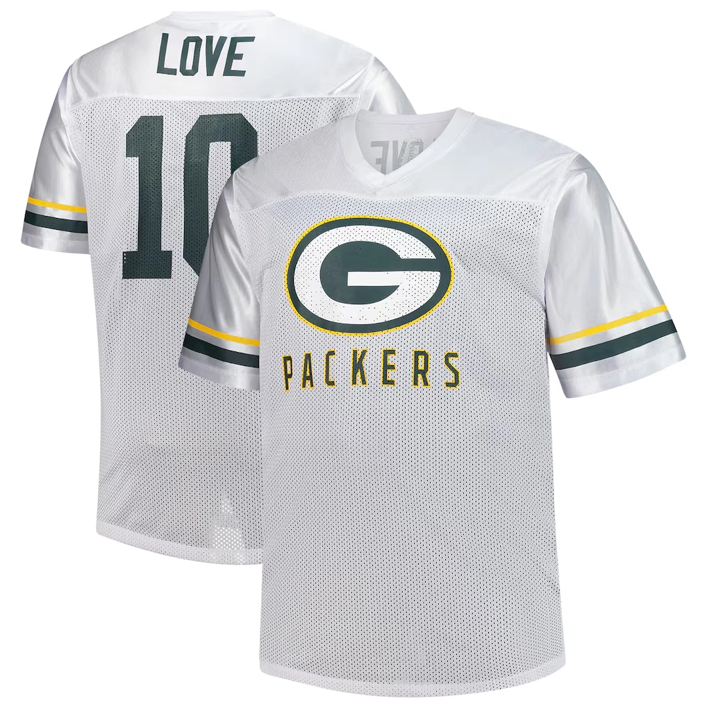 Men's Green Bay Packers Jordan Love Fanatics White Big & Tall V-Neck Fashion Jersey