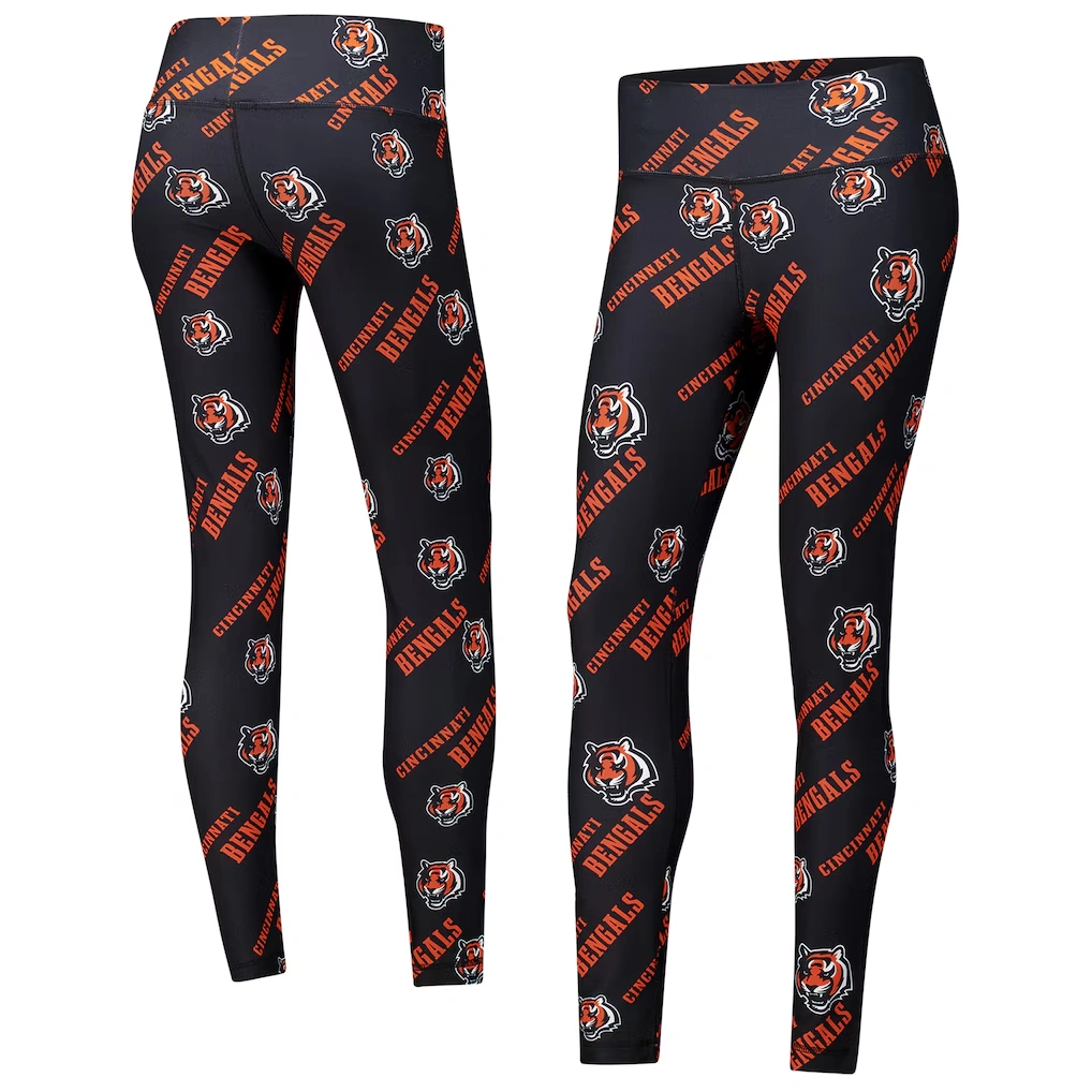Women's Cincinnati Bengals Concepts Sport Black Breakthrough Allover Print Knit Sleep Leggings