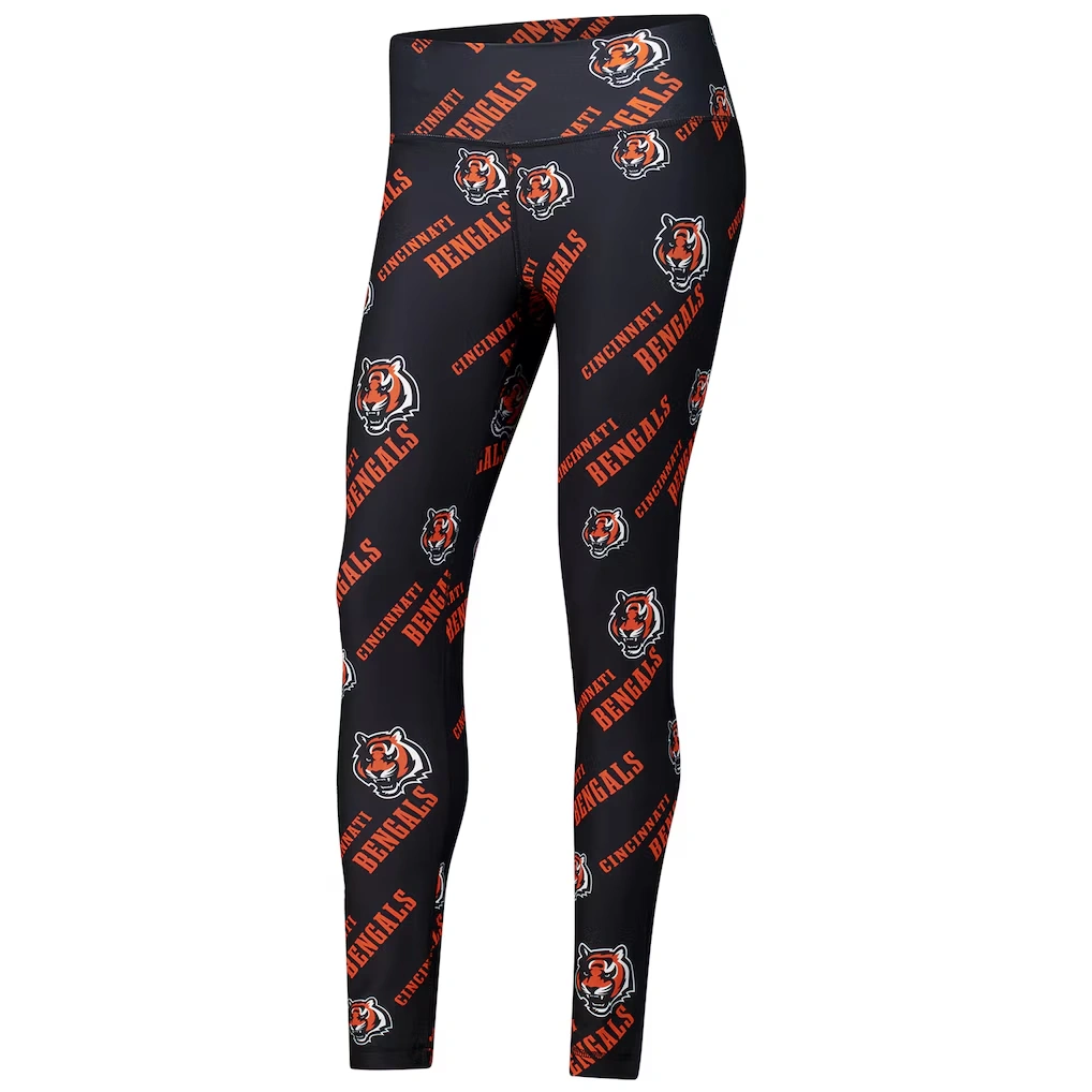 Women's Cincinnati Bengals Concepts Sport Black Breakthrough Allover Print Knit Sleep Leggings