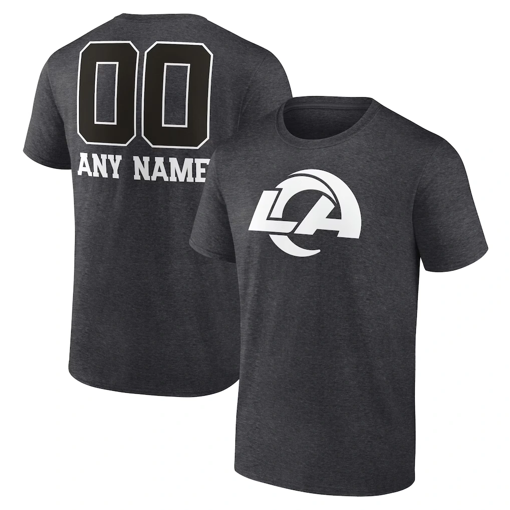 Men's Los Angeles Rams Charcoal Personalized Name & Number Monochrome T-Shirt
