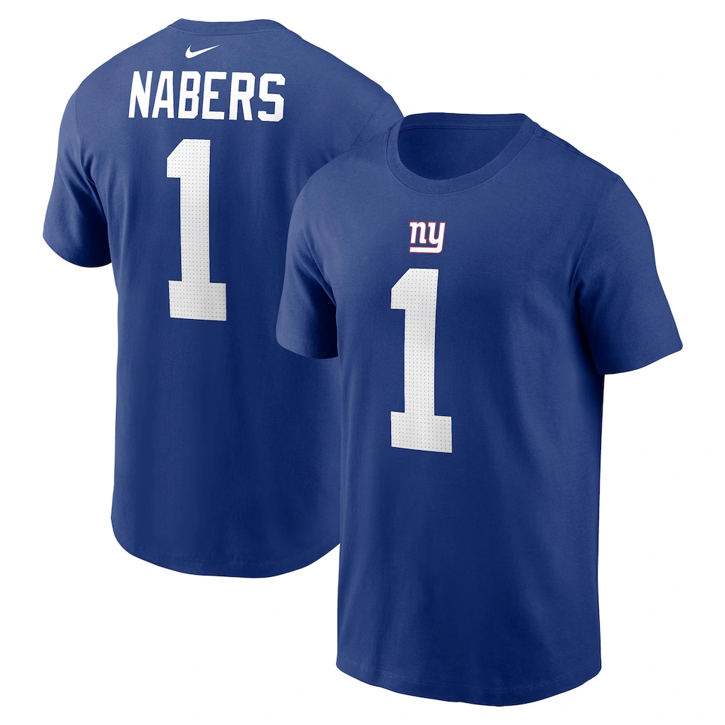 Men's New York Giants Malik Nabers Nike Royal Name & Number T-Shirt
