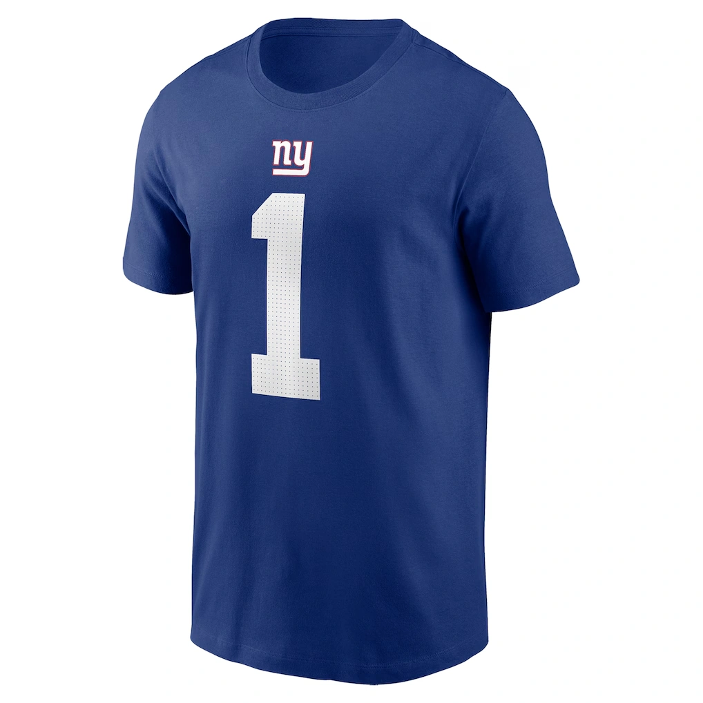 Men's New York Giants Malik Nabers Nike Royal Name & Number T-Shirt
