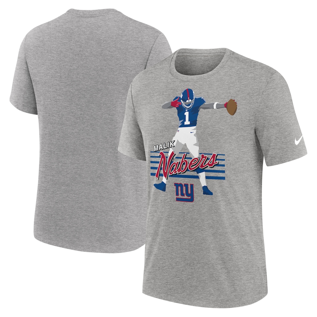 Men's New York Giants Malik Nabers Nike Heather Gray Player Graphic T-Shirt