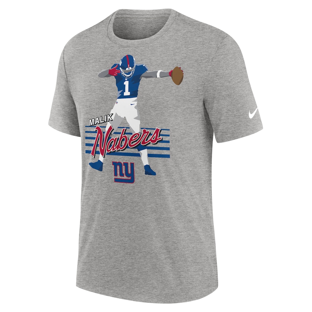 Men's New York Giants Malik Nabers Nike Heather Gray Player Graphic T-Shirt