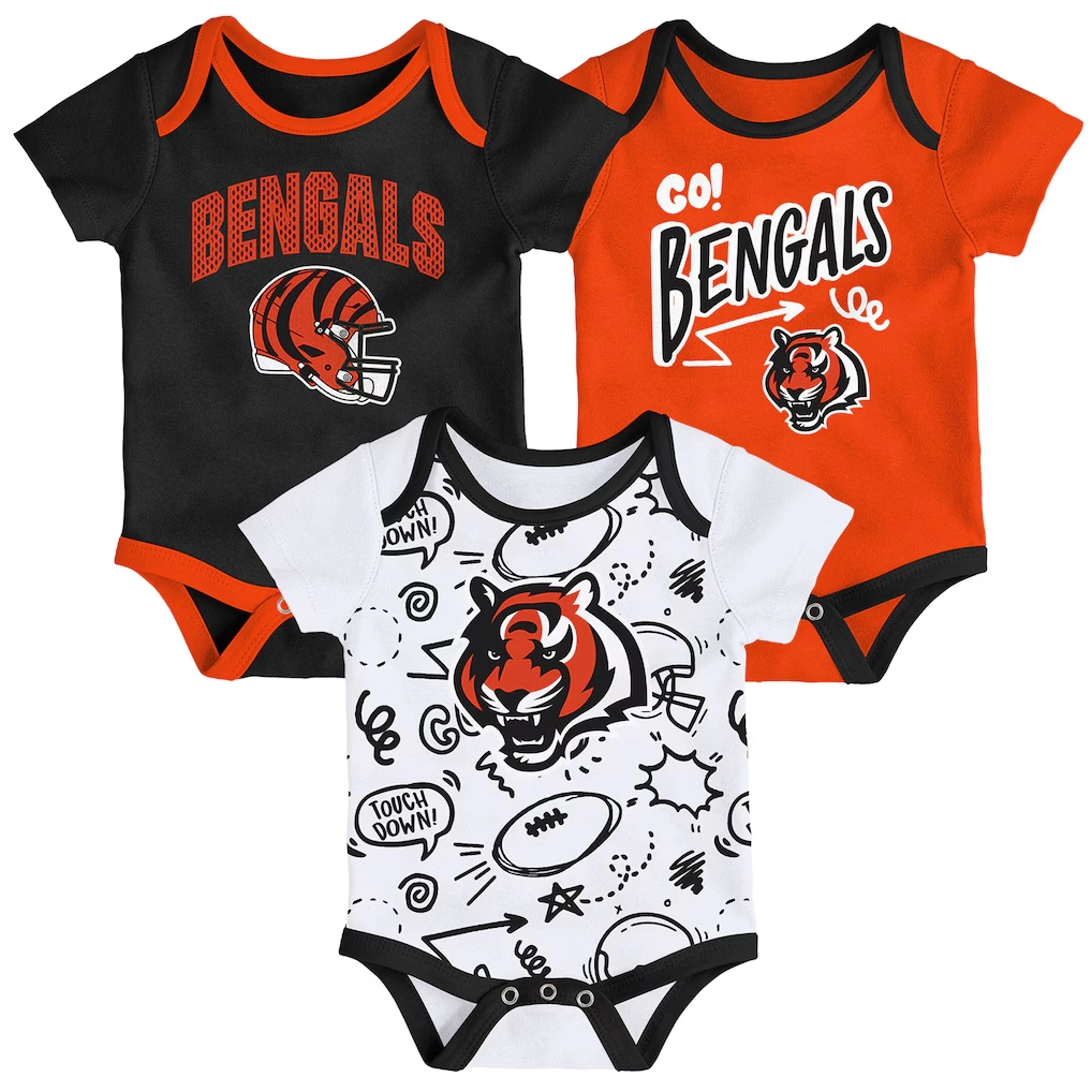 Infant Cincinnati Bengals Outerstuff All Day Play Three-Piece Bodysuit Set
