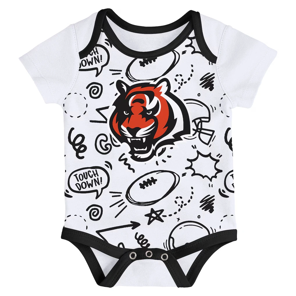 Infant Cincinnati Bengals Outerstuff All Day Play Three-Piece Bodysuit Set