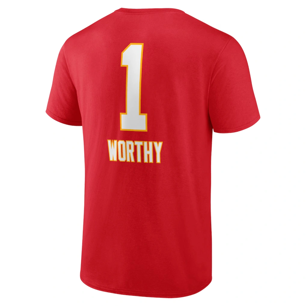 Men's Kansas City Chiefs Xavier Worthy Red Name & Number Team Wordmark T-Shirt 3 Men's Kansas City Chiefs Xavier Worthy Red Name & Number Team Wordmark T-Shirt