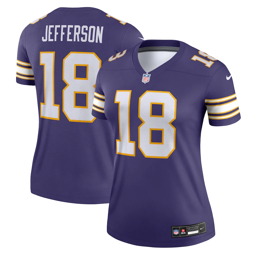 Women's Minnesota Vikings Justin Jefferson Nike Purple Alternate Legend Player Performance Top