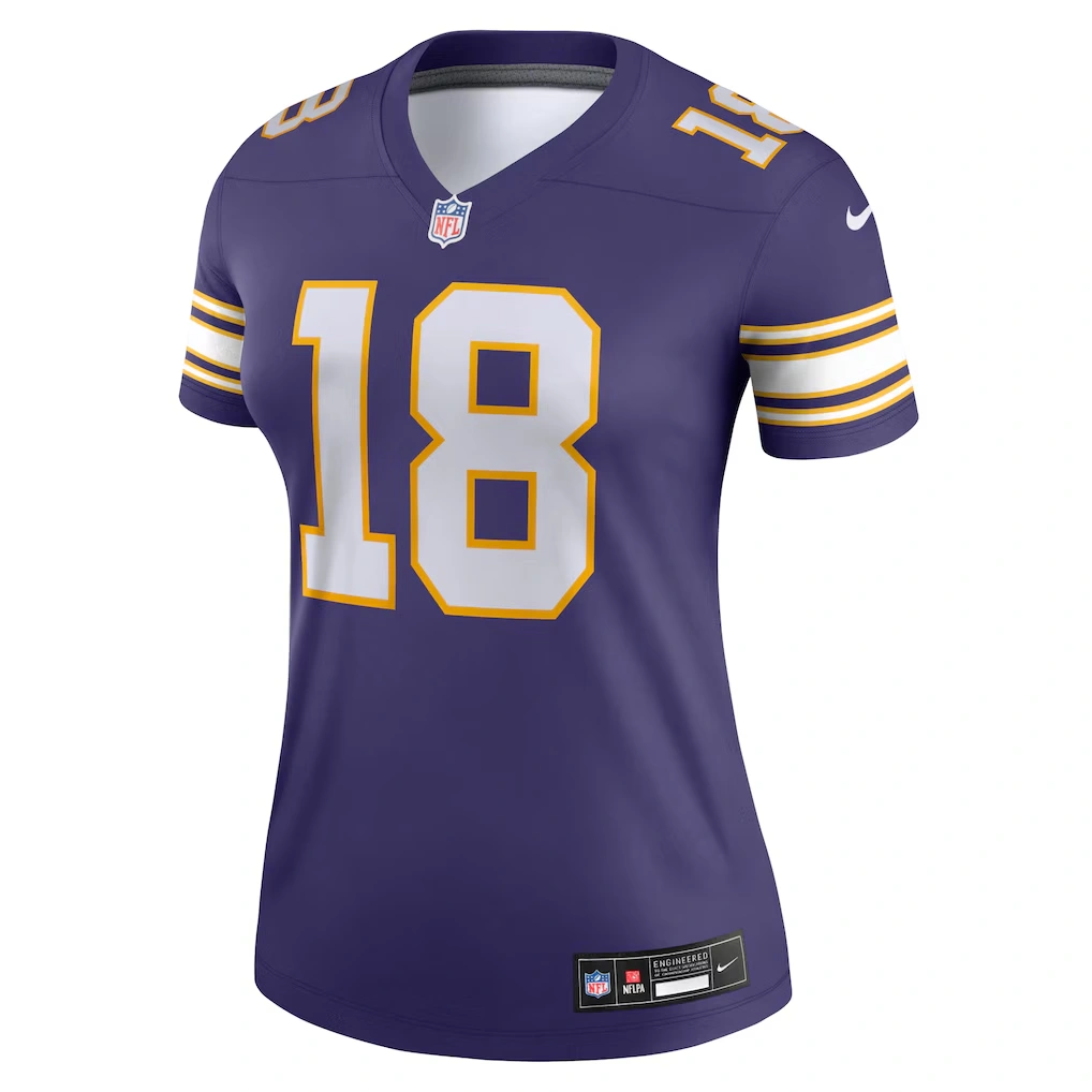 Women's Minnesota Vikings Justin Jefferson Nike Purple Alternate Legend Player Performance Top