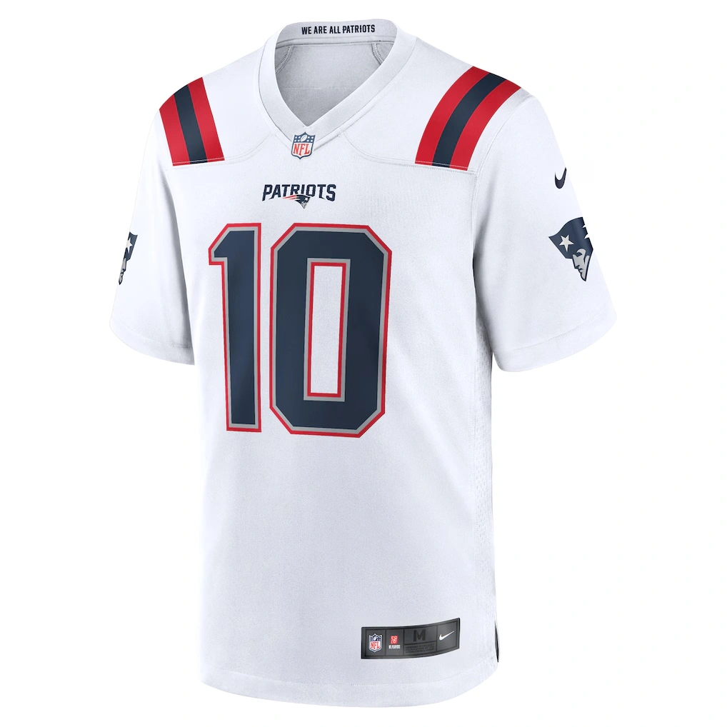 Men's New England Patriots Drake Maye Nike White Player Game Jersey