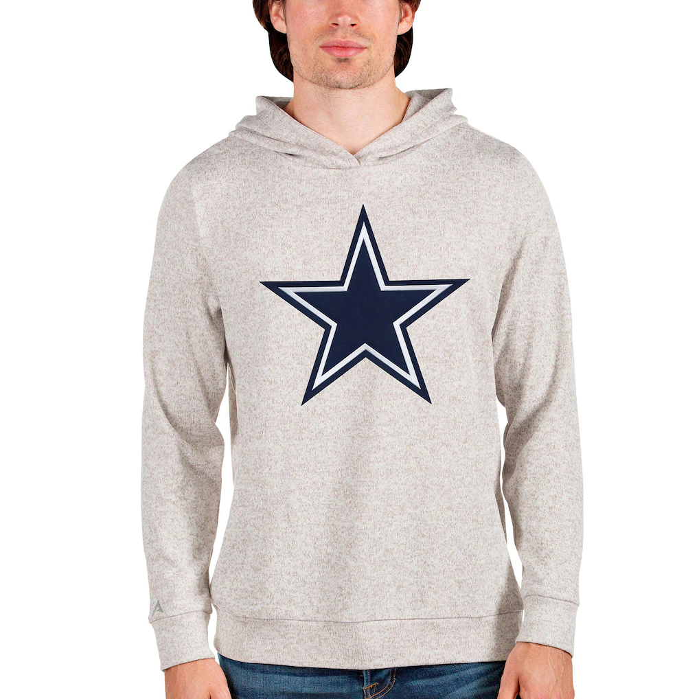 Men's Dallas Cowboys Antigua Oatmeal Absolute Logo Pullover Hoodie