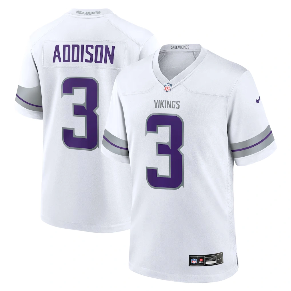Men's Minnesota Vikings Jordan Addison Nike White Alternate Game Player Jersey