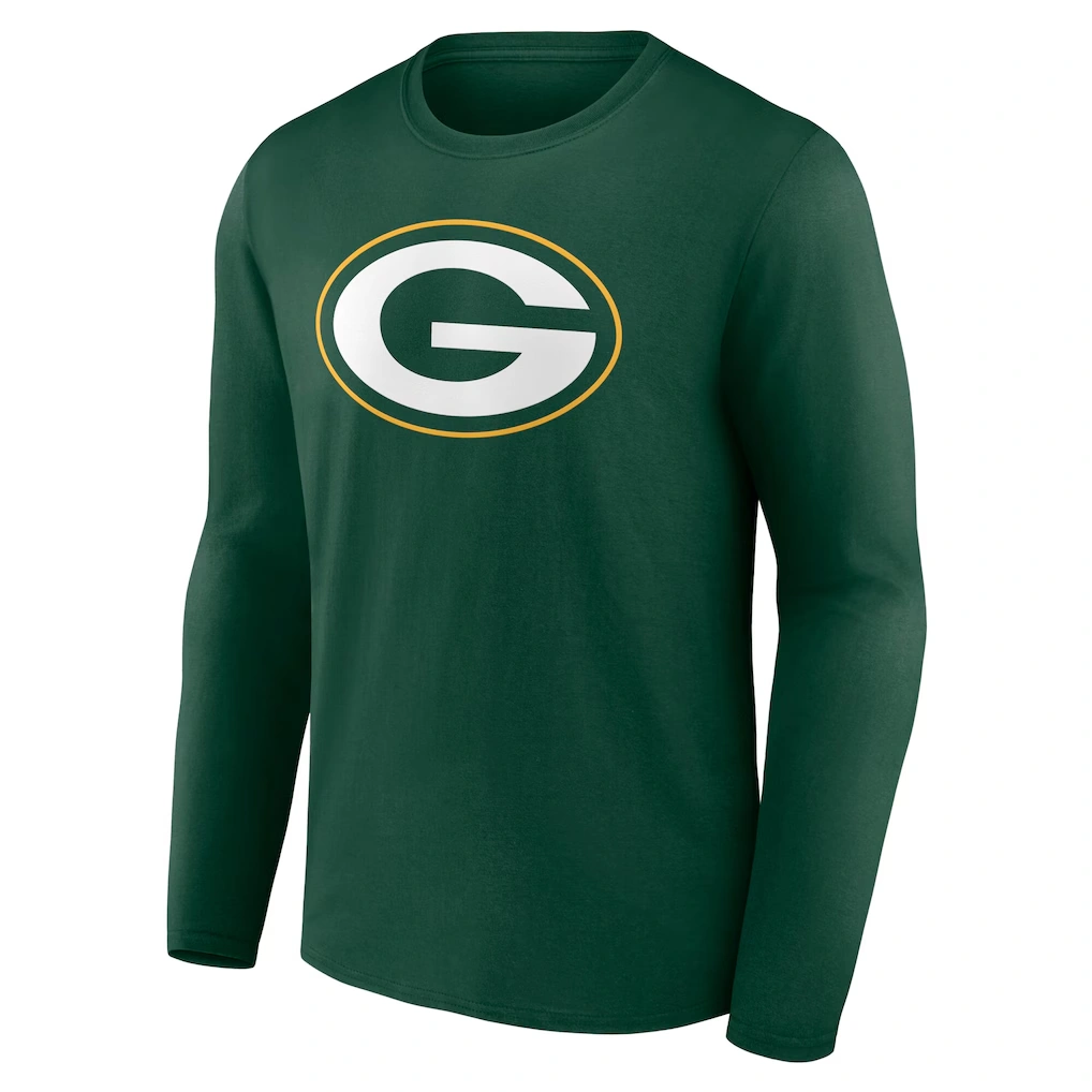 Men's Green Bay Packers Green Team Authentic Custom Name & Number Long Sleeve T-Shirt