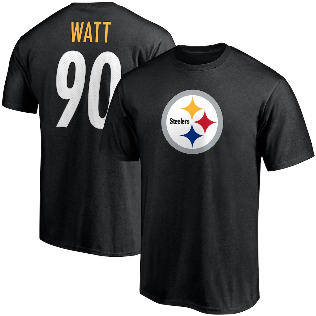 Men's Pittsburgh Steelers T.J. Watt Fanatics Black Player Icon Name & Number T-Shirt