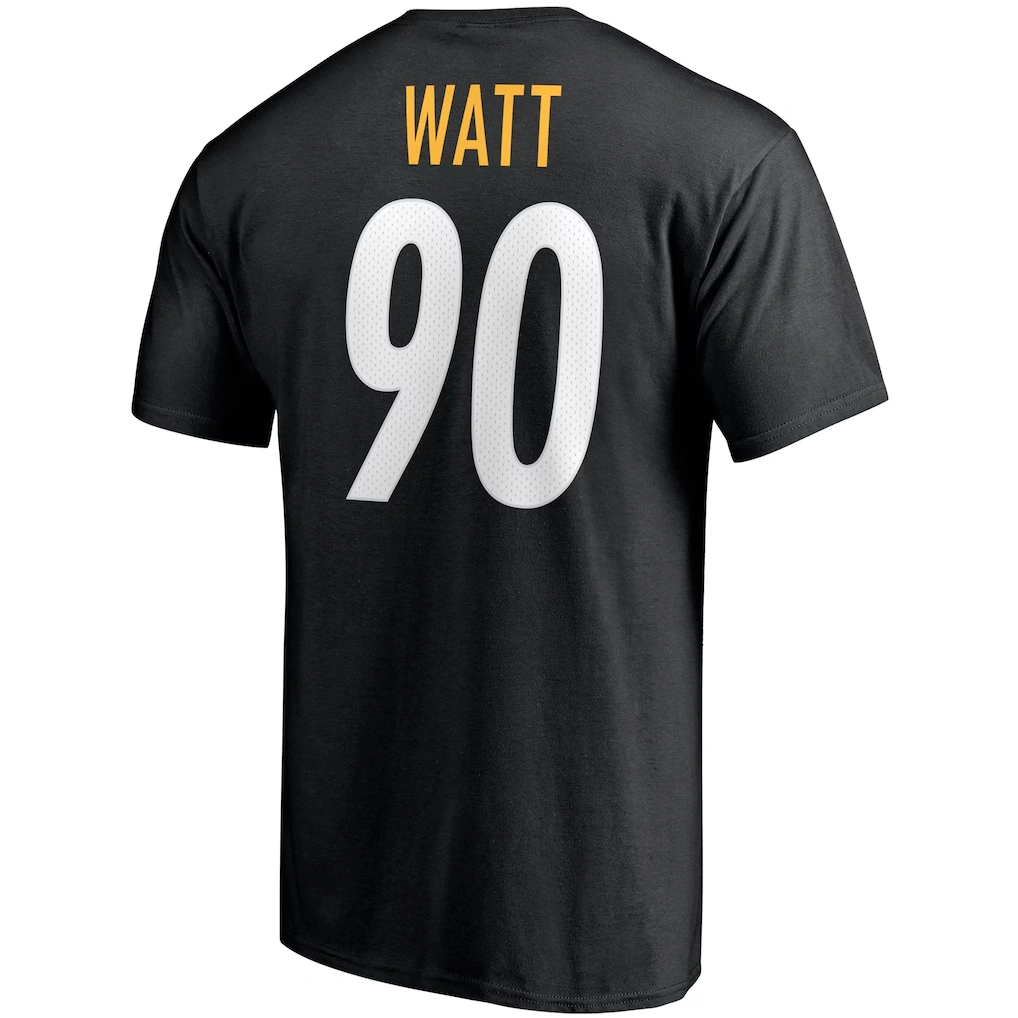 Men's Pittsburgh Steelers T.J. Watt Fanatics Black Player Icon Name & Number T-Shirt