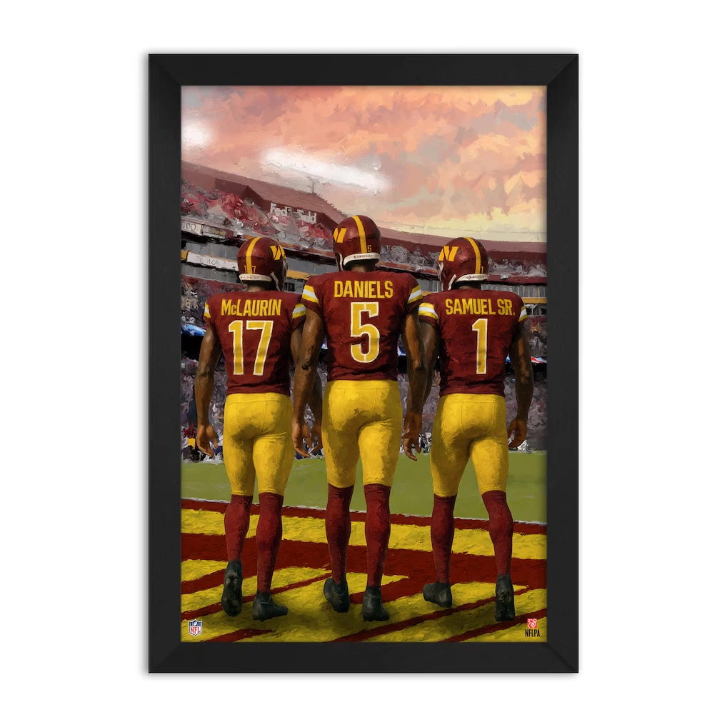 Washington Commanders Deebo Samuel, Terry McLaurin & Jayden Daniels Framed Three-Player Art Print