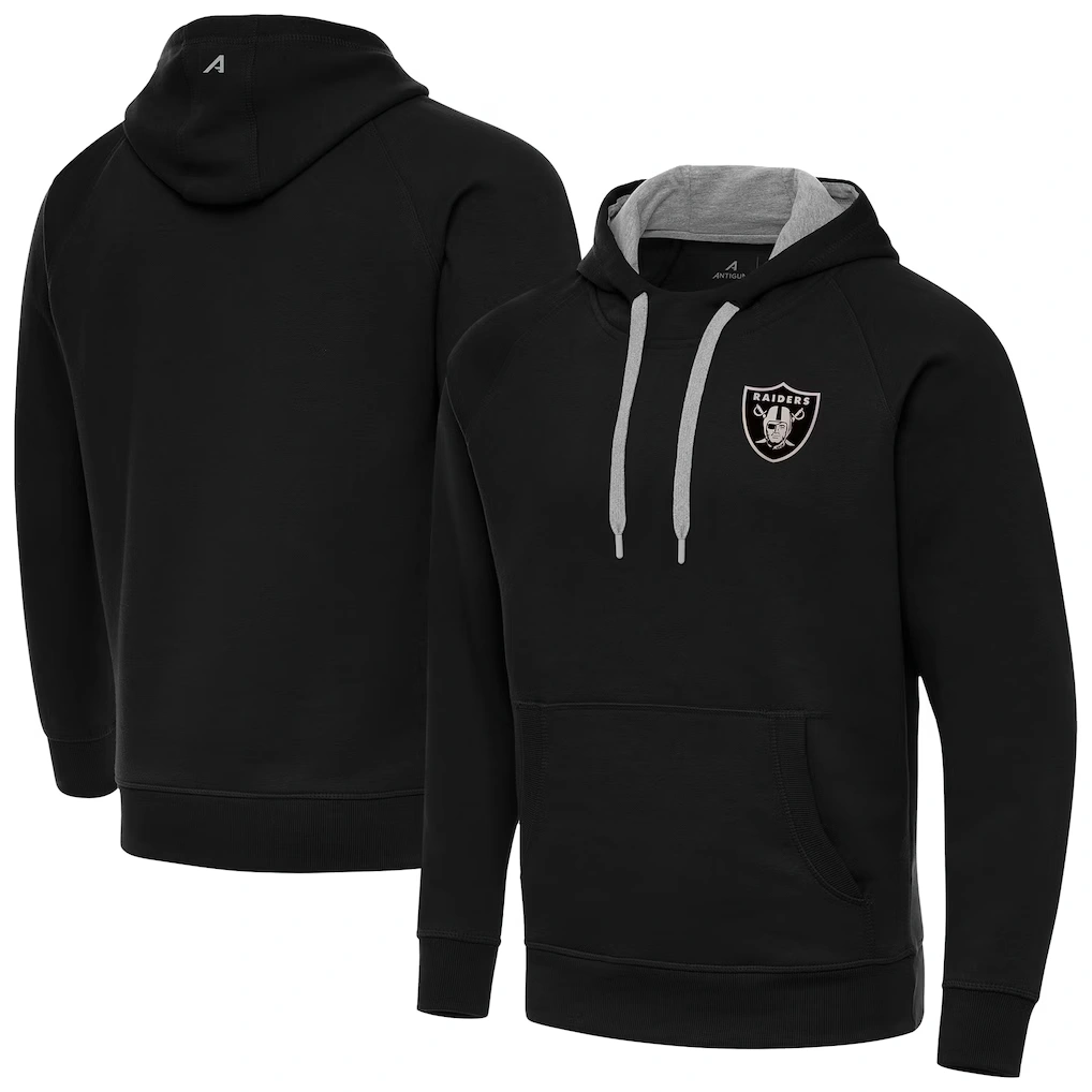 Men's Las Vegas Raiders Antigua Black Brushed Carbon Victory Pullover Hoodie