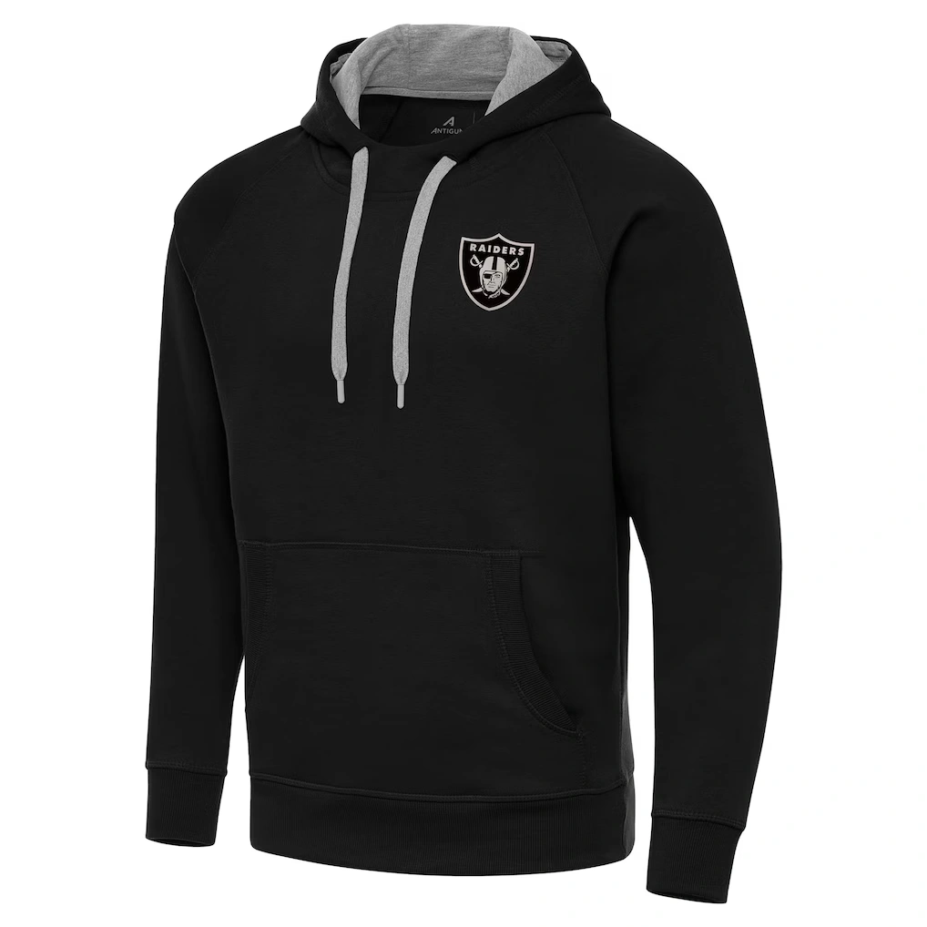 Men's Las Vegas Raiders Antigua Black Brushed Carbon Victory Pullover Hoodie