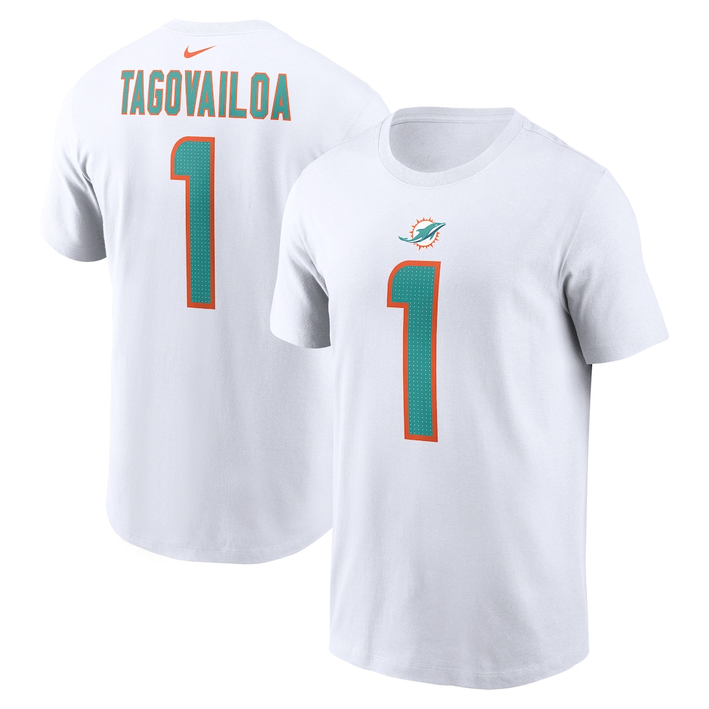 Men's Miami Dolphins Tua Tagovailoa Nike White Player Name & Number T-Shirt