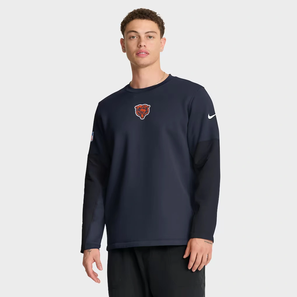 Men's Chicago Bears Nike Navy Sideline Coach Therma-FIT Long Sleeve T-Shirt