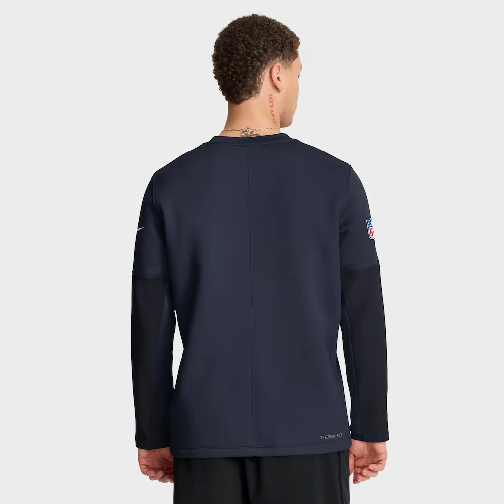 Men's Chicago Bears Nike Navy Sideline Coach Therma-FIT Long Sleeve T-Shirt